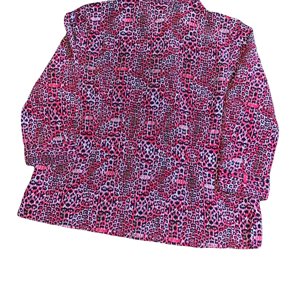 Notation Red Leopard Print Button Down Shirt, Siz… - image 6